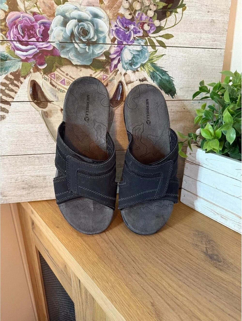 Merrell Men's Black Granite Adjustable Slide Sandals Size 8